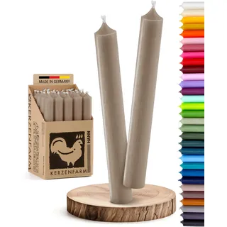 Stabkerzen 10 Stück Tafelkerzen durchgehend gefärbt Spitzkerzen für die Tisch-Deko zur Hochzeit Weihnachten & Party Farbe: Taupe/Beige/Braun Höhe:18cm