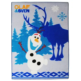 alles-meine.de GmbH Teppich - die Eiskönigin - Frozen - Kinderteppich - Bettvorleger - 95 cm * 135 cm - Olaf & Sven - rutschfest, da unten gummiert - für Kinder - Mädchen & ..