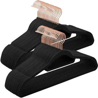 Songmics Bügel, Samt, 50 Stück Schwarz-Roségold