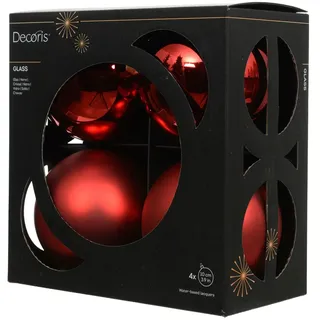 Christmas Decorations Decoris Weihnachtskugel-Set Glas Ø 10 cm Rot 4 Stück