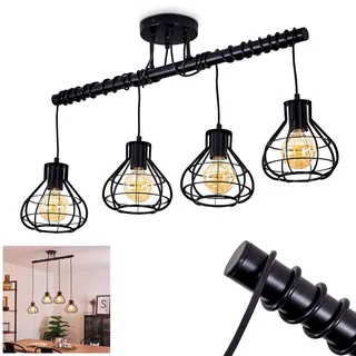 Deckenleuchte Gainesville, verstellbare Retro Zimmerlampe, Deckenlampe aus Metall in schwarz, Leuchtenköpfe individuell einstellbar, 4 x E27, Höhe max. 108 cm (verstellbar), ohne Leuchtmittel