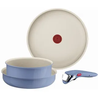 Tefal - Ingenio Serenity Blue Calm Kochgeschirr-Set 4-teilig | Pfannen- und Topfset mit patentiertem abnehmbarem Griff, Mineralia Antihaftbeschichtung, platzsparend stapelbar