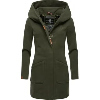 Marikoo Damen, Mantel Trenchcoat Wintermantel Übergangs Jacke Parka Lang B819 [B819-Maik-Olive-Gr.4XL] - 4XL