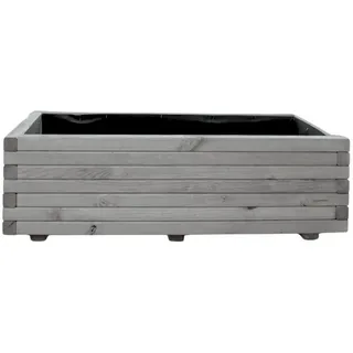 Mega-Holz Pflanzkübel Blumenkasten Kiefer Grau lasiert Pflanzgefäß Kräuterbeet Balkon, wetterfest, fertig montiert, massiv, 80 cm breit beige|grau 80 cm x 30 cm x 40 cm