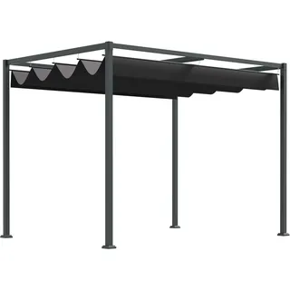 Outsunny Pergola Garten Pavillon mit Verstellbares Dach ca. 3x2m Schwarz