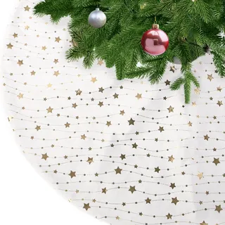 KONVINIT Weihnachtsbaumdecke Weiss Plüsch Christmasbaumdecke mit Sternen | Weihnachtsbaumteppich Rund Weihnachtsbaum Rock Kunstfell für Christbaumständer Teppich,Weihnachtsdekoration,78cm/90cm/122cm