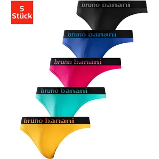 String BRUNO BANANI Gr. L, 5 St., bunt (blau, pink, mint, gelb, schwarz) Herren Unterhosen Strings
