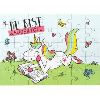 GRUSS & CO Puzzle Motiv Einhorn | 35 Teile, 21 cm x 15 cm, lustiges Motiv | Geschenk, Schultüte, Kindergeburtstag | 48905