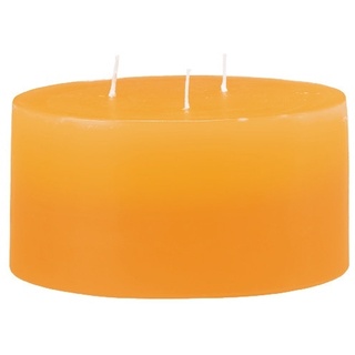 Kopschitz Kerzen 3-Docht Kerze Gelb/Orange 7,5 x Ø 15 cm, Mehrdochtkerze, durchgefärbt
