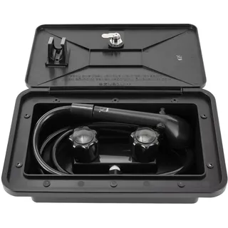 LANNADD Outdoor-Duschbox, Rv Dusche Außendusche Box Campingdusche Außendusche, Bausatz Duschkabine Mit Warm- und Kaltwasserschalter Geeignet für Boote und Wohnwagen - Schwarz