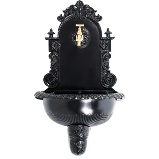aubaho Brunnen Wandbrunnen Aluminium Waschbecken im Nostalgie schwarz Antik-Stil 72cm