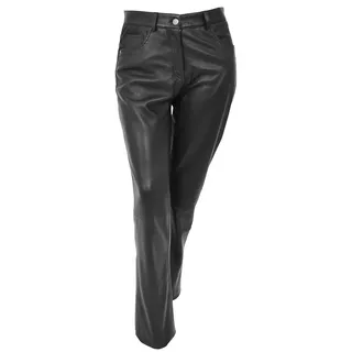 Damen Lederhose, schmale Passform, Schwarz, Schwarz , 44 - 44