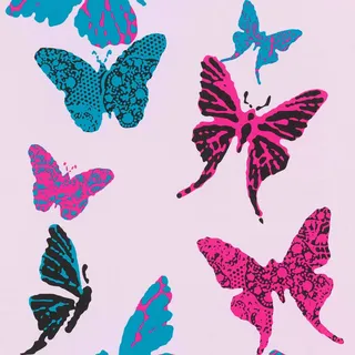 Bricoflor Schmetterling Tapete für Mädchenzimmer Kindertapete in Pink und Blau Tier Tapete Ideal für Kinderzimmer Von Mädchen