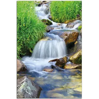 Wallario Outdoor-Poster für Garten oder Balkon Kleiner Bach über Steine, Motivbanner Größe: ca. 60 x 90 cm, Outdoor-Bild