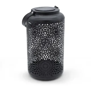 Spetebo LED Solar Laterne Metall 28 x 16 cm Garten Deko schwarz