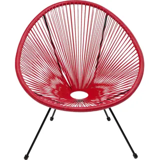 Kare Design Sessel Acapulco, Rot, Indoor und Outdoor Stuhl im Retro-Design, Gartenstuhl, Relaxsessel für Balkon, Garten, Terrasse, Schwarzes Stahlgestell, 85x73x78 cm (H/B/T)