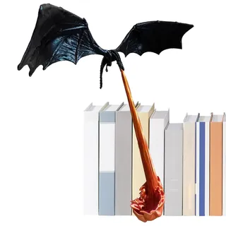 Halloween 3D Dragon Flame Buchstützen, Gothic Drachens Halloween Bücherregal, Dragon Flame Book Nook, Flying Dragons Flames Books Nook für Buchliebhaber, Schreibtische, Bücherregale