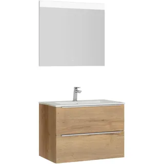 Nobilia Badezimmer, Eiche, Holzwerkstoff, 3-teilig, 2 Schublade(n),2 Schublade(n) Schubladen, F, 81 cm, Goldenes M, Made in Germany, Griffeauswahl, hängend, Zusatzausstattung erhältlich, Typenvielfalt, Badezimmer, Badmöbelsets & Badmöbelserien, Badmöbel-Sets