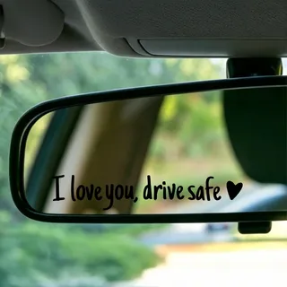 5 Stück I Love You Drive Safe Aufkleber, Schwarz Auto Aufkleber Autospiegel | Wasserfeste Buchstaben Aufkleber, Autoaufkleber Stickers für Rückspiegel Sonnenblenden Spiegel, Fenster, Helm, Motorrad