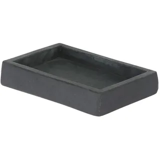 axentia Seifenschale Granada - Seifenhalter aus Schiefer - Seifenablage in - Badzubehör für Waschbecken, Dusche und Gäste-WC - Ablage für Seife, Holz, Anthrazit, 13.5 x 9.5 x 2.5 cm, 1 Einheiten