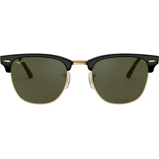Ray Ban Clubmaster RB3016 W0365 49-21 polished black on gold/green