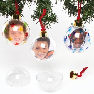 Foto-Weihnachtskugeln groß und durchsichtig  (4 Stück) Bastelaktivitäten zu Weihnachten
