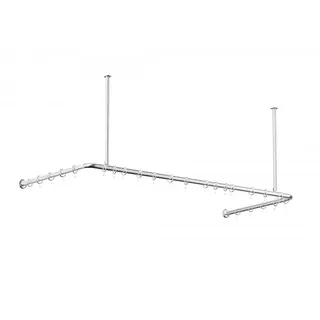 KS Handel 24 Alu Duschvorhangstange Silber glänzend 70x165x70 cm barrierefrei passend für Badewanne, U-Form, inkl. Deckenhalterungen, inkl. Ringe
