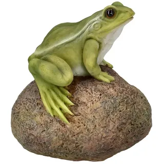 Figuren Shop GmbH Gartenfigur Gartenfigur - Frosch auf Stein - HotAnt - Garten Figur Dekofigur Deko