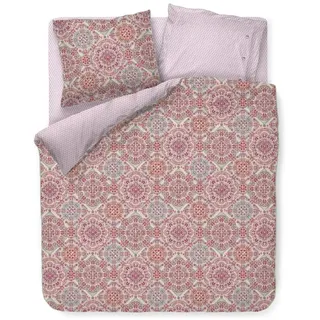 Pip Studio Bettwäsche EL Bordado Pink Perkal Blumen Ornamente Floral Geometrisch Früchte Nüsse, Größe:155 cm x 220 cm