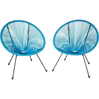 Tectake 2er Set Gartenstuhl 70,5 x 69 x 78 cm blau