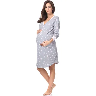 Italian Fashion Nachthemd Stillen | Softes Geburtshemd | Nachthemd Damen mit Knopfleiste | Bequem Stillkleid | Stillpyjama Damen | Still Nachtwäsche Frauen Geburt Set S-XXL - XXL