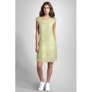 PEKIVESSA Sommerkleid Leinenkleid Damen knielang kurzarm (Einzelartikel, 1-tlg) mit Stickerei grün 36