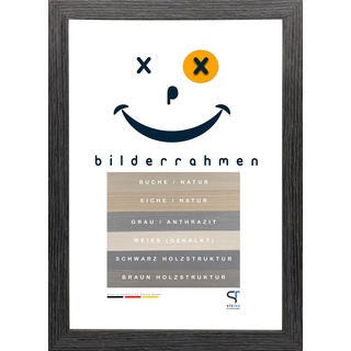 SteTas Bilderrahmen Basic | Grau/Anthrazit mit Holzmaserung | 50 x 75 cm | Happy Frame Basic | Acrylglas | Fotorahmen | Echtholz - Massiv | Made in Germany