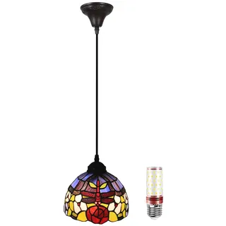Küchenlampe Hängend, Hängelampe Esstisch, 8 zoll Pendant Light, Vintage Pendelleuchte, Höhenverstellbar, Tiffany Style pendelleuchten, Kronleuchter für Kaffee Schlafzimme Flur