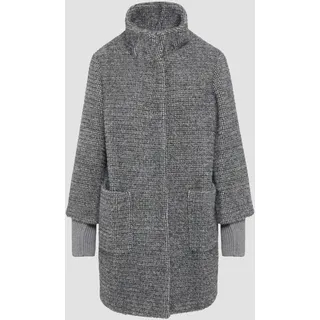 S.Oliver BLACK LABEL Flauschiger Mantel mit Strickbündchen am Ärmel dunkelgrau 36