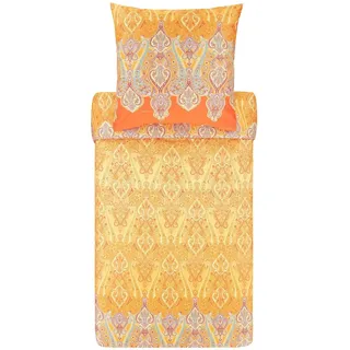 Bassetti RAGUSA Bettwäsche + 2 Kissenhüllen aus 100% Baumwollsatin in der Farbe Gold Y1, Maße: 200x200 + 2 K 80x80 cm - 9321876