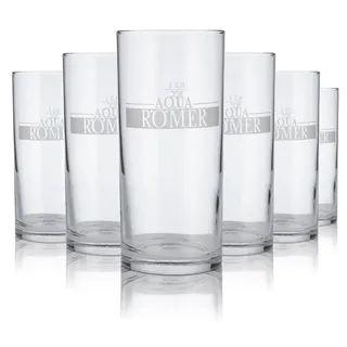 6x Aqua Römer Glas 0,2l Becher Gläser Set Mineralwasser Sprudel Soda Gastro - Transparent