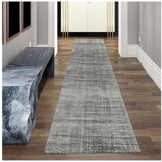 Teppich Lebendig-dezenter Teppich mit abstrakter Netzoptik in grau, Teppich-Traum, rechteckig, Geeignet für Fußbodenheizung, Allergiker-freundlich, Seitlich gekettelt grau|silberfarben 80 cm x 300 cm