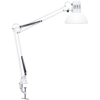 Maul LED Schreibtischlampe MAULstudy | verstellbare Klemmleuchte mit Gelenkarm für Büro, Arbeitszimmer und Schreibtisch | elegante Bürolampe aus Metall | exklusive LED-Leuchtmittel | Weiß, Klemmfuß