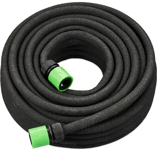 Relaxdays Tropfschlauch, 25 m, Perlschlauch zur Bewässerung von Hochbeeten und Hecken, Wasserschlauch, Garten, schwarz