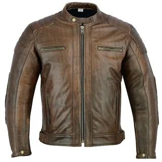 Texpeed Motorrad lederjacke herren mit protektoren - Braun Winter/Sommer Gesteppt echtleder Bikerjacke - Motorrad mit original biker rüstung gepanzert (EN 1621-1) Schutz M