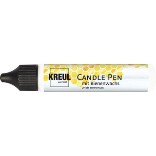 KREUL 49701 - Candle Pen, weiß, 29 ml, Kerzenstift mit feiner Malspitze, Farbe mit Bienenwachs zum Verzieren & Bemalen von Kerzen