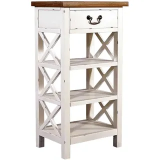 Landhausmöbel -Standregal Loire mit Schublade -Landhaus Regal - Holz Vintage Look Creme weiß