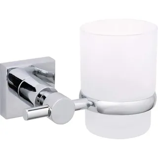 Tesa Zahnputzbecher Klebstoff Chrom (glänzend), Weiß