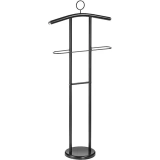 IDIMEX Herrendiener GÜNTHER, Kleiderbügel und Hosenablage, Metall Schwarz - Stummer Diener mit Ablage, Modern, Kleiderbutler | Schicker Kleiderständer für Schlafzimmer, Gürtel & Hut Ablage