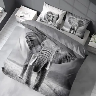 Baumwollbettwäsche 200x220 NATURA grauer Elefant