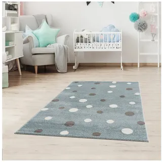 Jimri Kinderteppich DOT ́S Teppiche für Kinderzimmer, Kinderzimmerteppich, Teppich, Läufer, Regenbogen blau Läufer | 80 cm x 150 cm