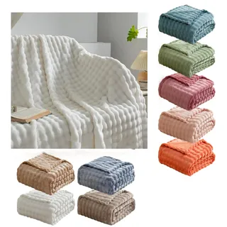 Bubble Decke, Cozy Kuscheldecke Flauschig, Fluffy Flanell Sofadecke, Blanket, Weich Plüschdecke, Kuschelig Sofaüberwürfe, Decke Für Wohnzimmer, Auto, Bett, Camping, Kuscheldecken (Weiß, 70*100)