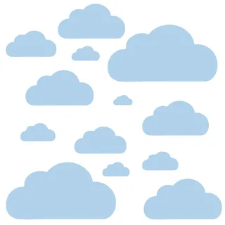 13 Wolken Set - Wolke Wandtattoo Wandaufkleber Sticker Aufkleber Wölkchen Himmel (Babyblau)