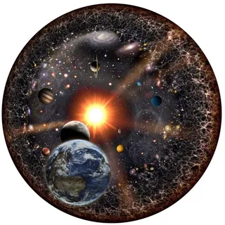 1000 Teile Puzzle, Universum Sonnensystem Planet mit Sonne Erde Jupiter Venus Saturn Mond Mars Uranus Neptun Schwarzes Loch Stern, Kinder Erwachsenen Spiel Spielzeug Rundes Papier (67,6 * 67,6 cm)
